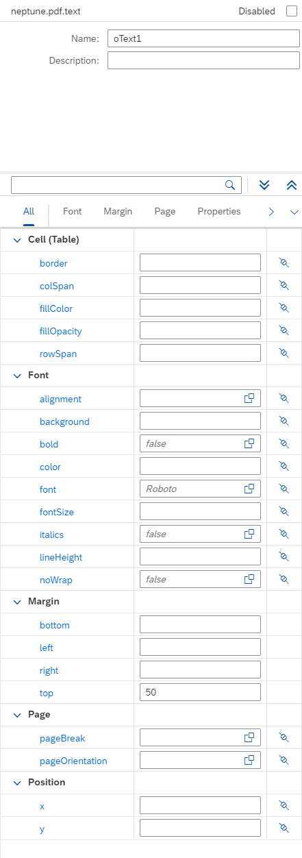 pdf designer property panel