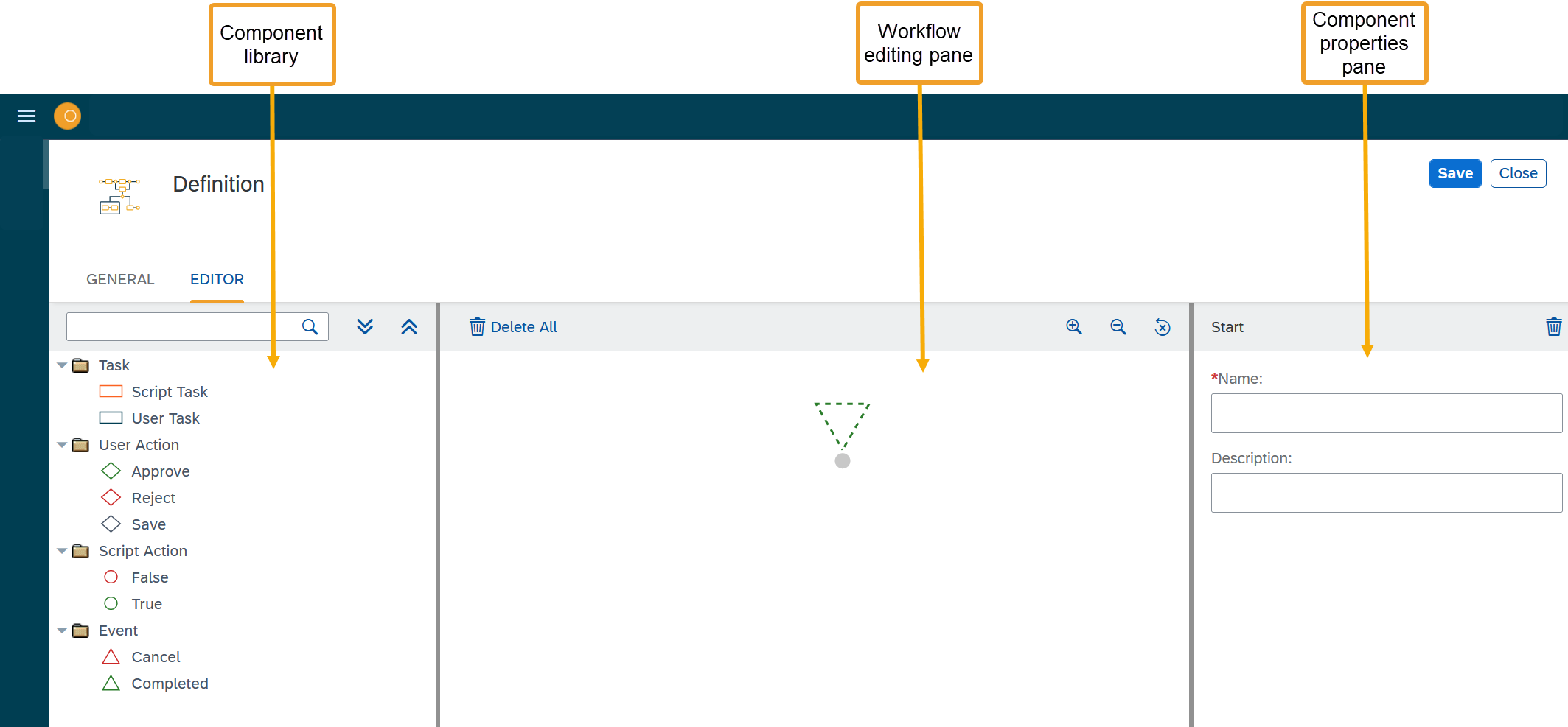 workflow editor at a glance