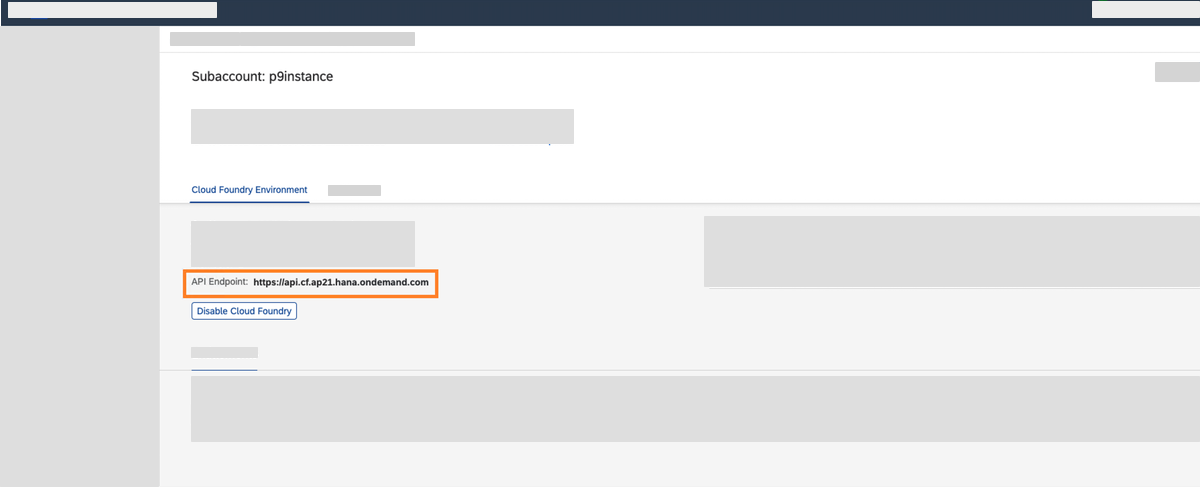 sap cloud foundry api endpoint