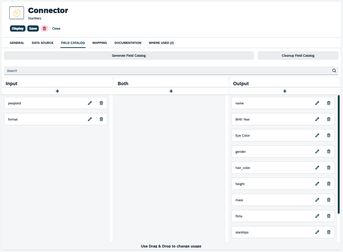 connector generate field catalog