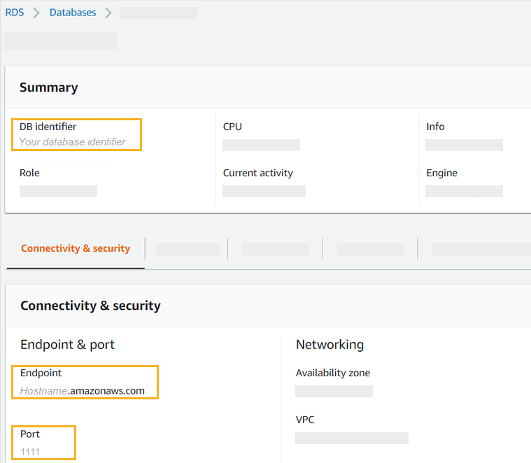 aws database details