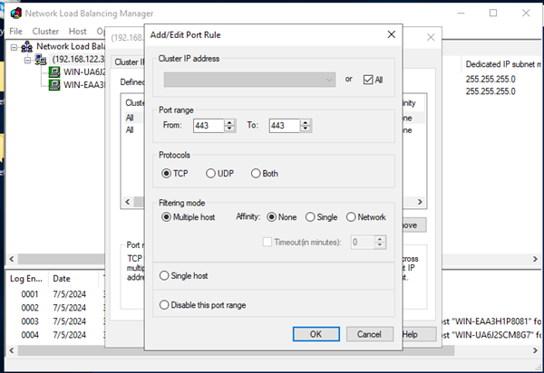 set up default ports update nlb 2