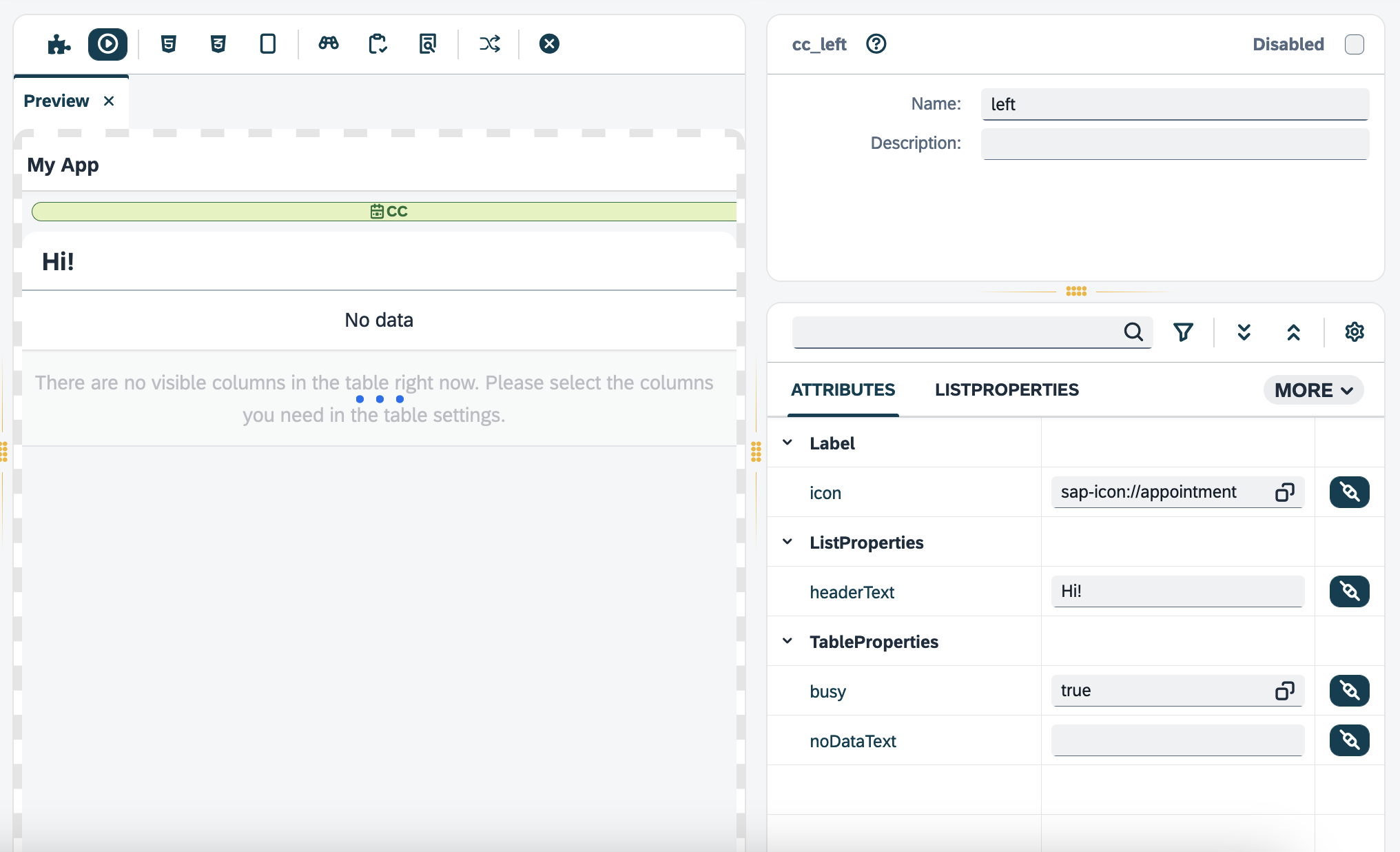 app designer custom component attributes pane