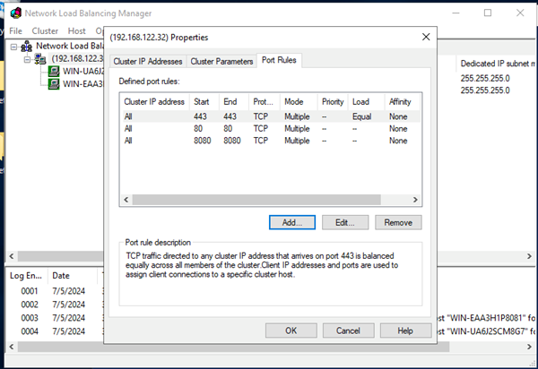 set up default ports update nlb 3