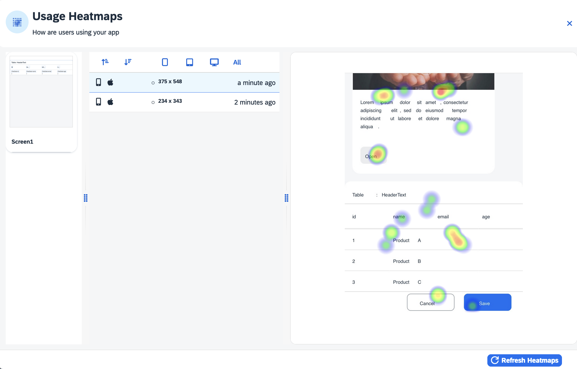 app builder heatmap