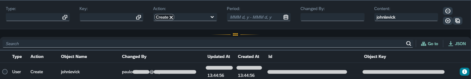 extended audits audit logs search john levick create result