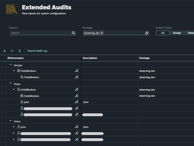 extended audits package selection