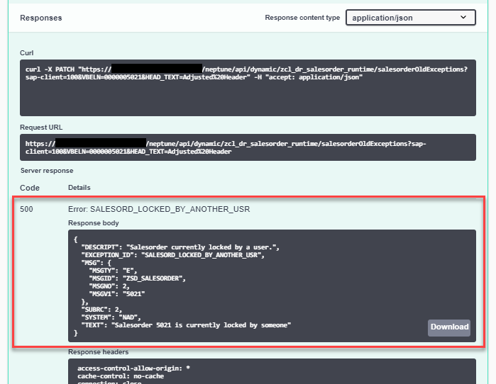 exceptionHandling Example SY SUBRC 500Response