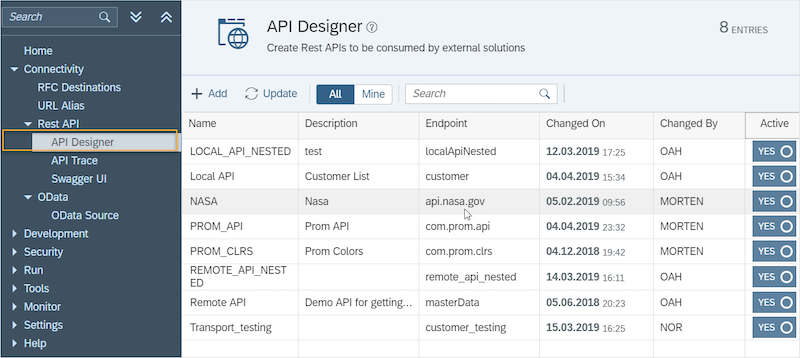 api designer interface