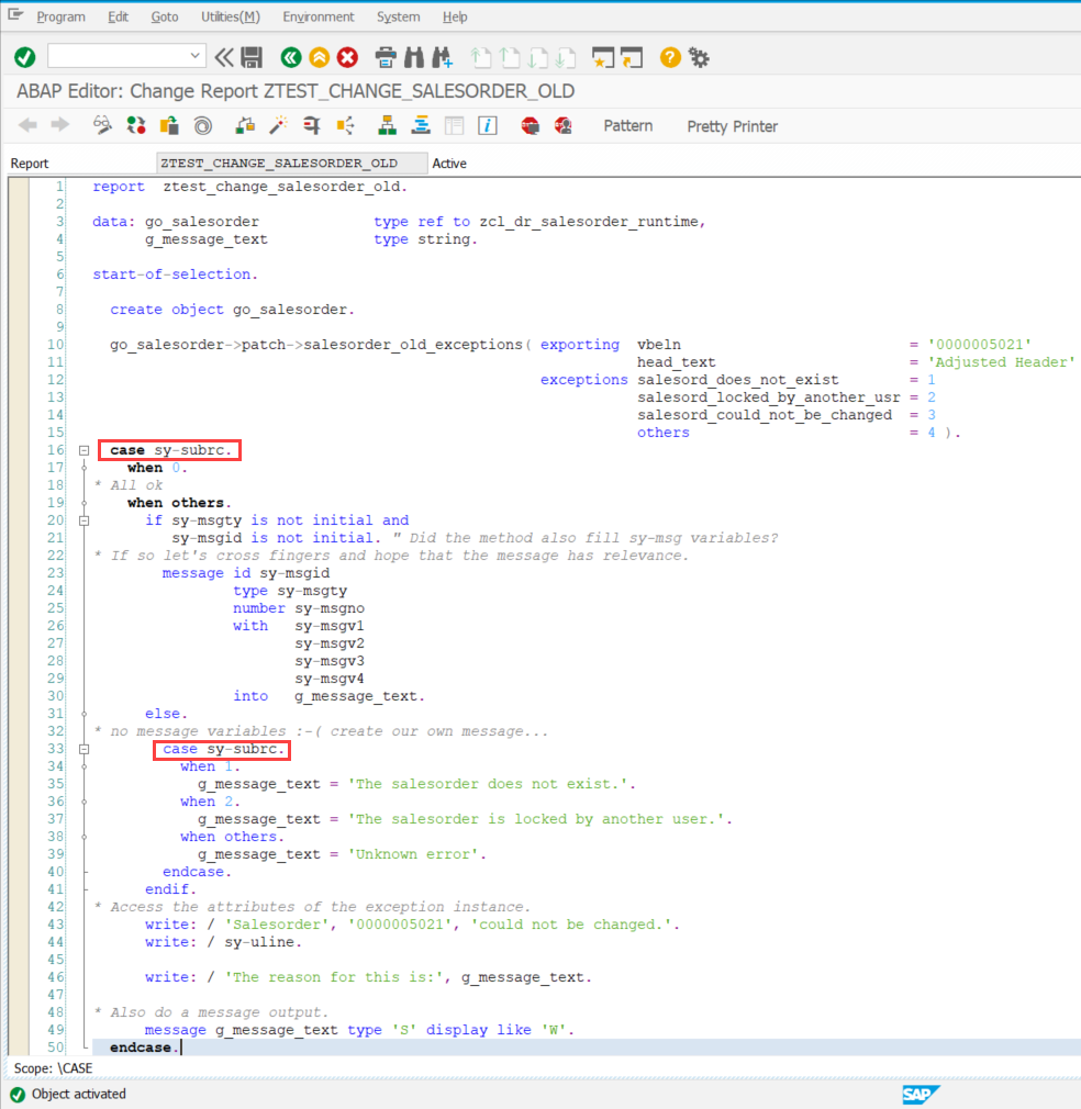 exceptionHandling Example SY SUBRC ABAP Catch