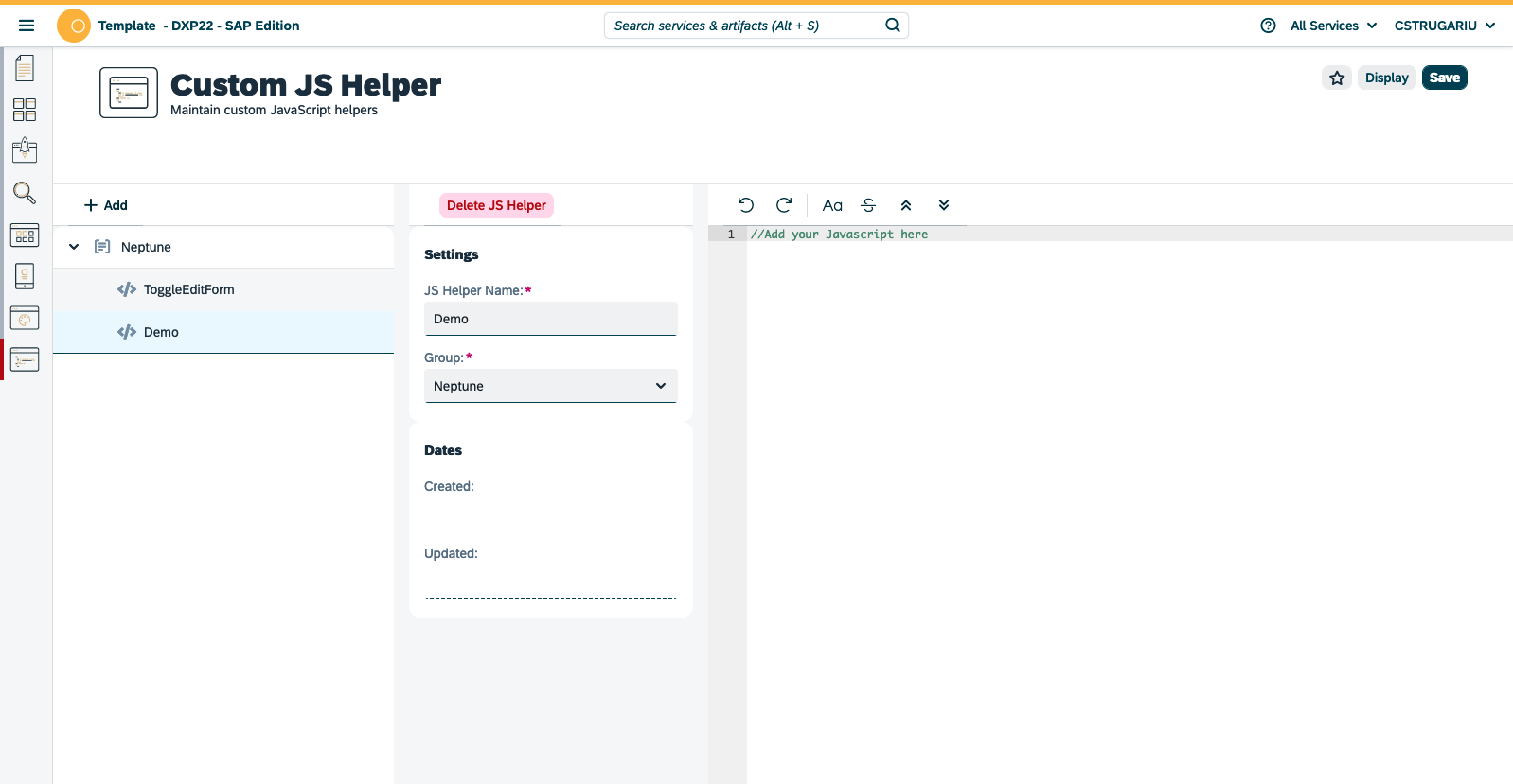 sap edition custom JS helpers addJS