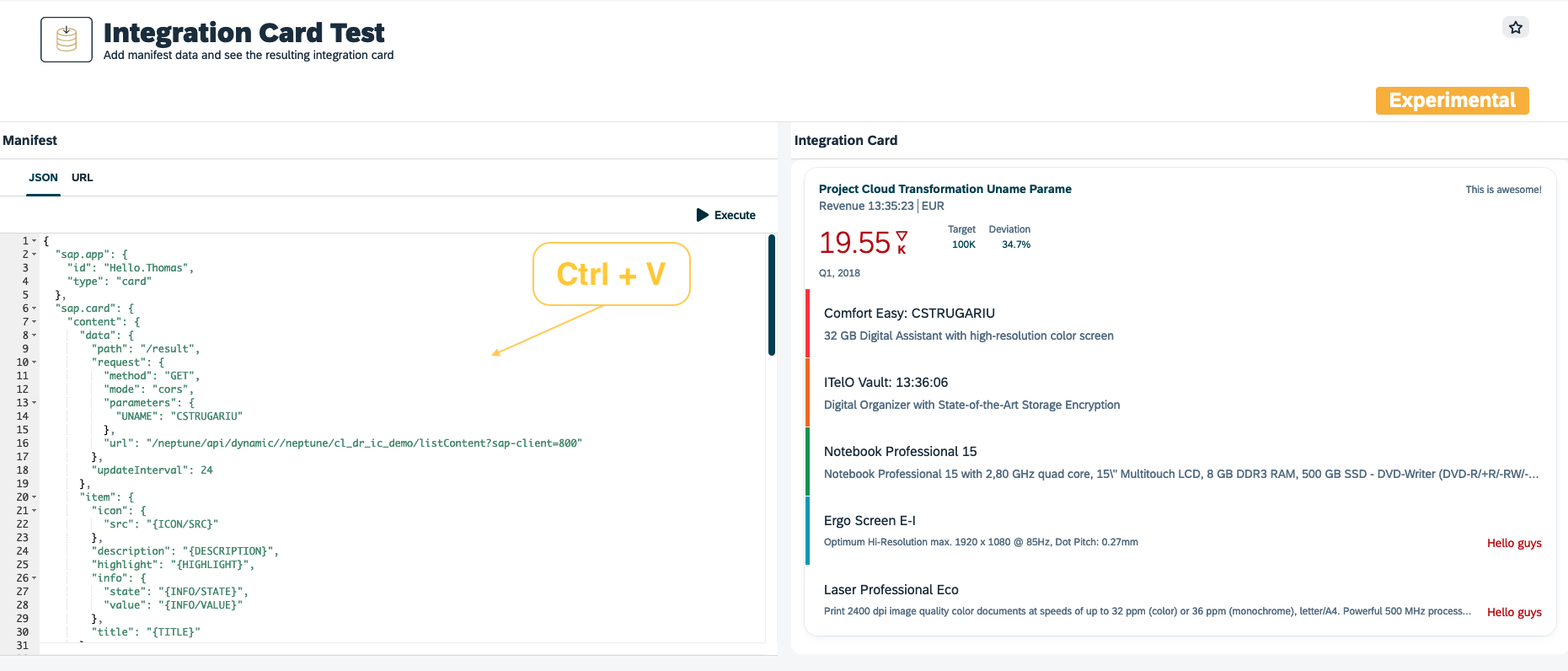 sap edition integration card paste