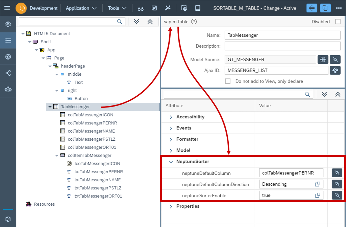 sap edition table sort config