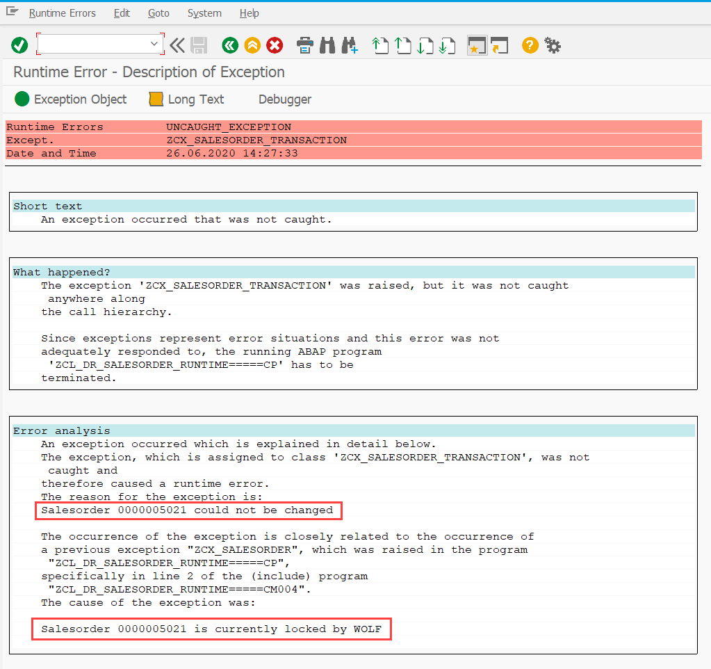 exceptionHandling Example Chain ABAPException