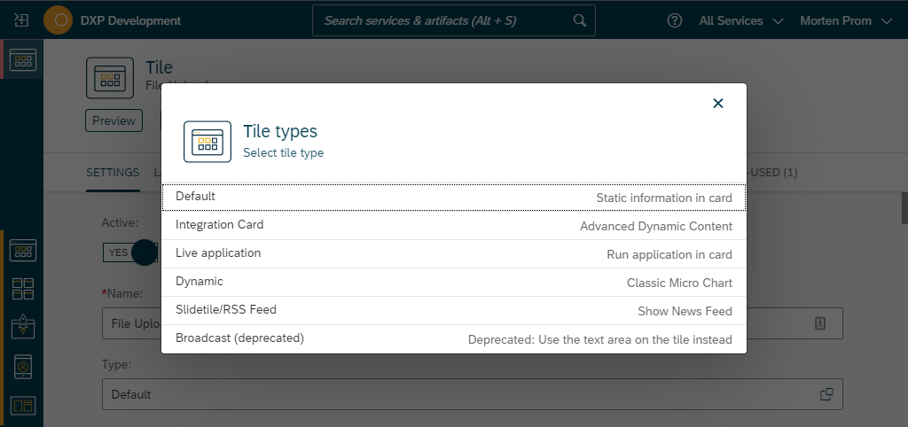 tileSettings Type