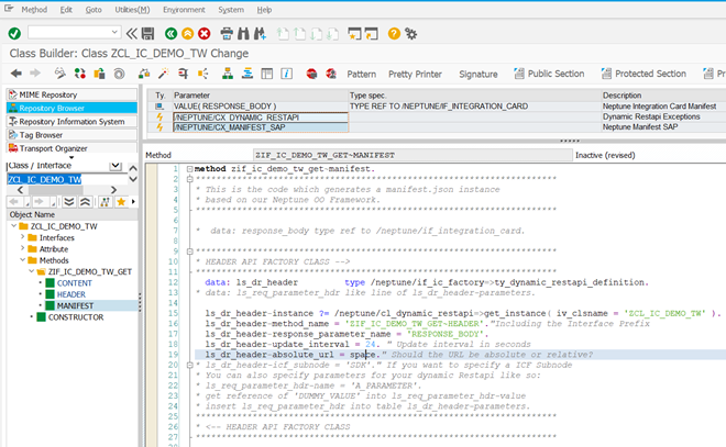 sap edition integration card final method manifest